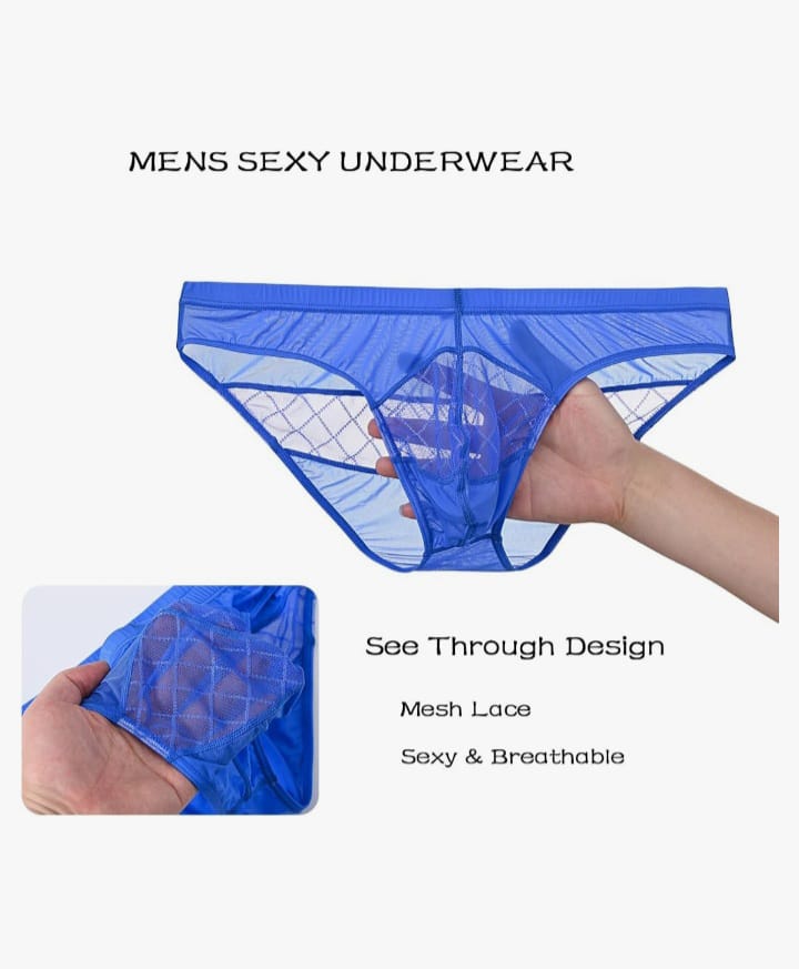 Men’s Underwear Mesh Pouch Briefs See Through Low Rise Ultra Thin Breathable